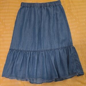 LOFT A-Line Denim Skirt in Blue